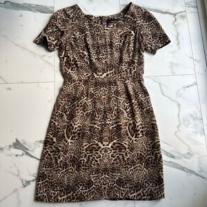 The Kooples silk cheetah print knee length dress with short sleeves